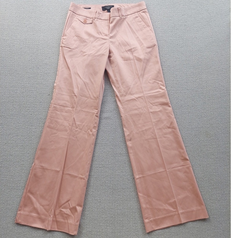 Talbots Pants Women 0P Pink Modern Fit Wide Leg Cotton Blend Trousers Dressy NWT